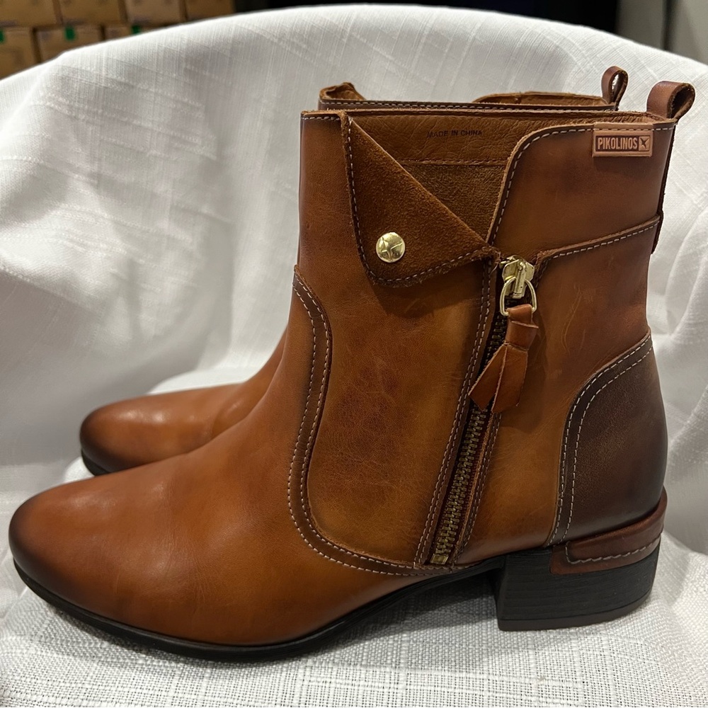 Pikolinos Malaga W6W Leather Bootie Brandy Ankle Boots EU 42/US 11 11.5 EUC Shoe - Picture 1 of 14